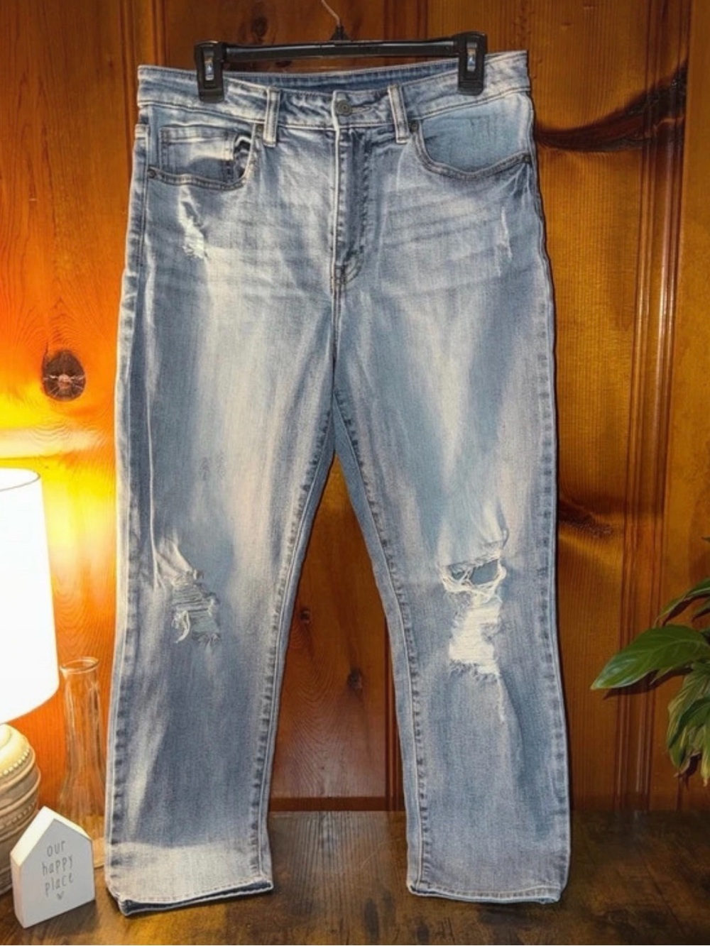 Light Wash Distressed Womens Jeans